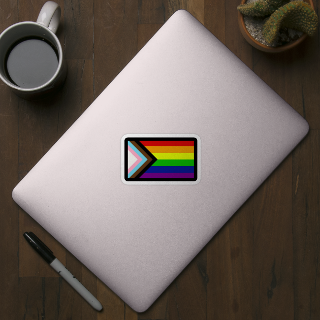 Progress Pride Rainbow Flag For Inclusivity by PowderShot